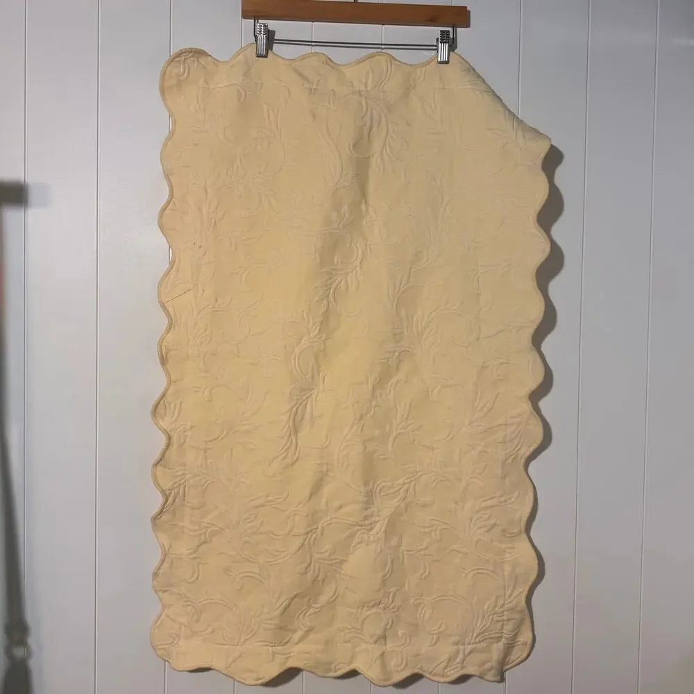 JCP Home King Pillow Sham Cream Embossed Floral Scalloped Edge
